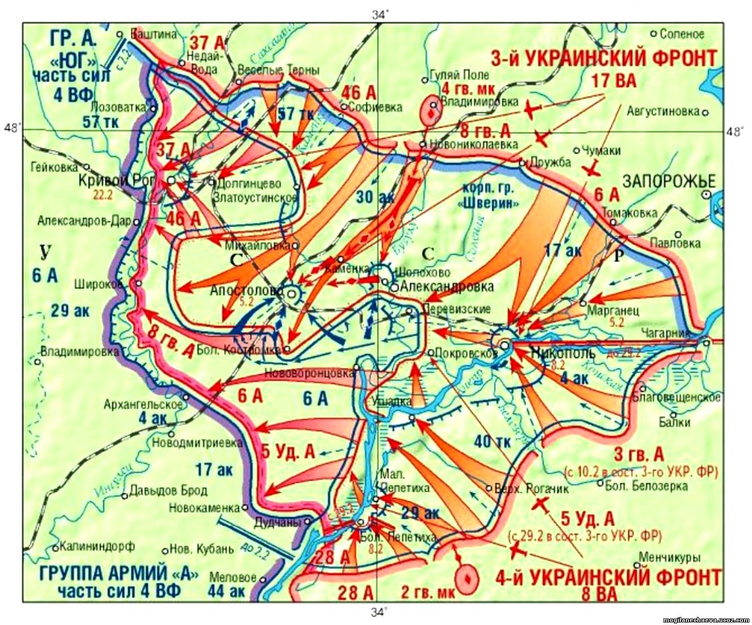 Карта вов 1943 1944